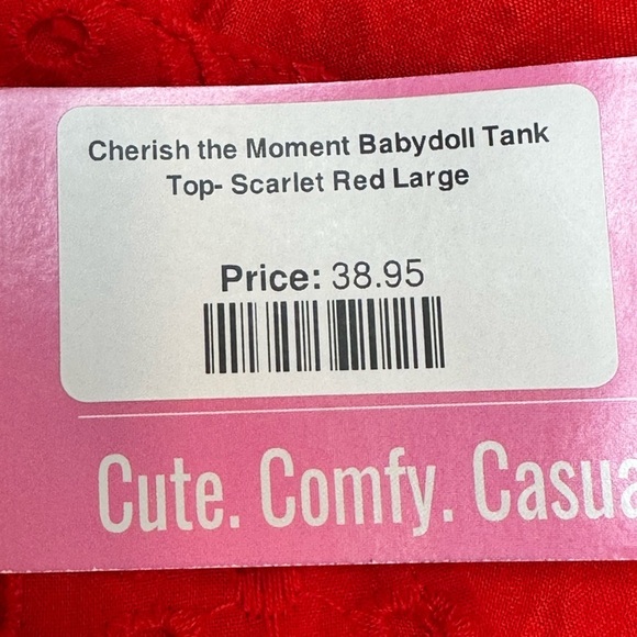 Cherish the Moment Babydoll Tank Top- Scarlet‎ Red - Picture 13 of 16
